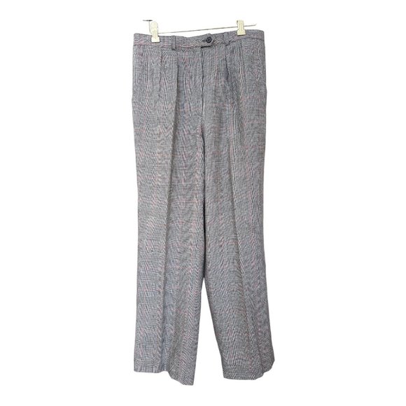 Giorgio Sant Angelo Vintage High Waist Glen Check Orange Pleated Wool Pants 12 - Picture 1 of 10